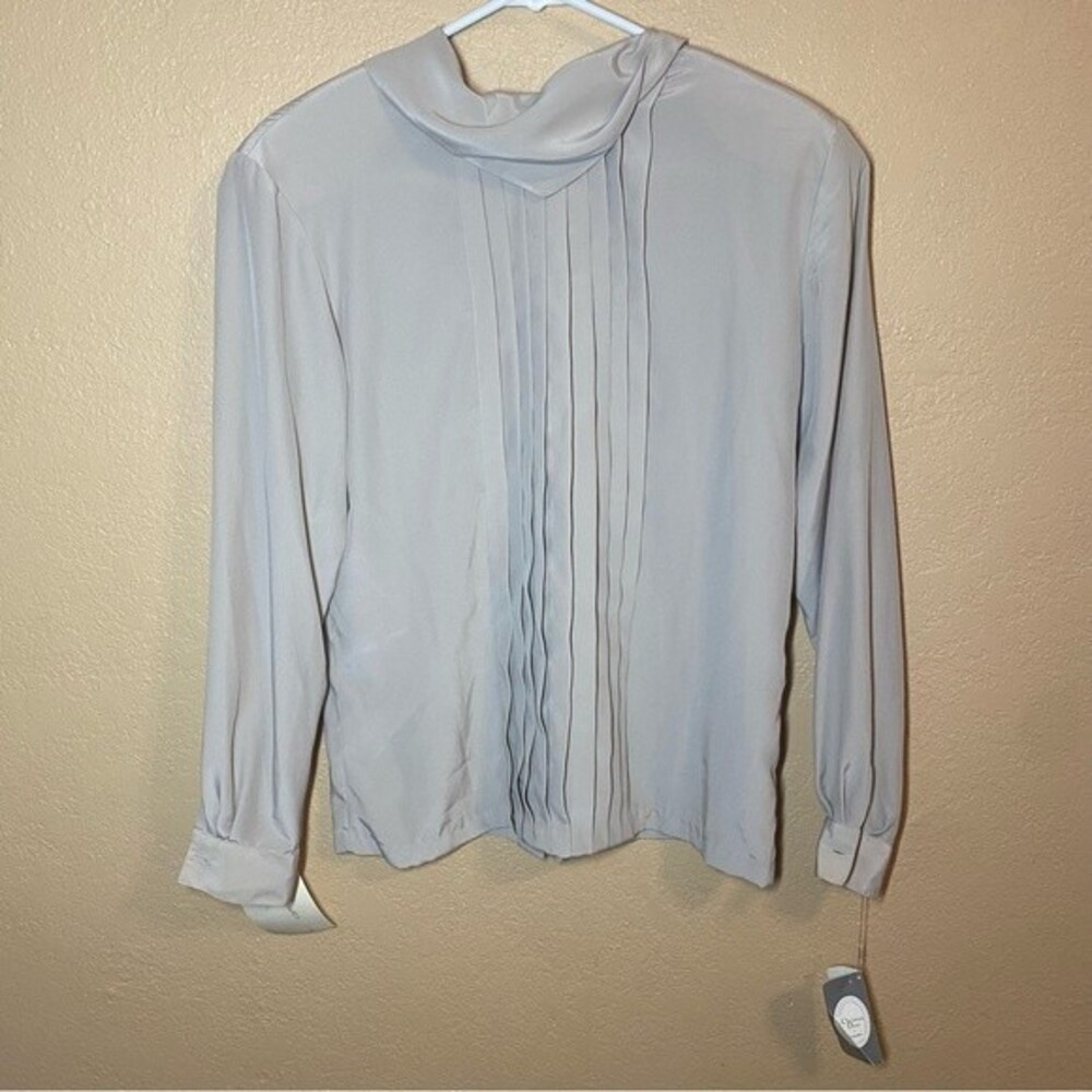 Christian Dior Chemises Mock Neck Blouse 70s size 6 pleated NWT Vintage